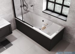 Besco Quadro 175x80cm wanna prostokątna + obudowa CZARNY mat + syfon CZARNY #WAQ-175-PK/#OAQ-175-PKC/19977