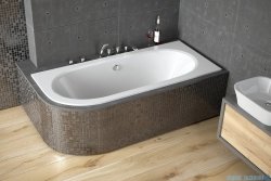 Besco Avita Slim 180x80cm wanna asymetryczna prawa + czarny syfon #WAV-180-NPS/19977