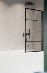 Radaway Nes 8 Black Pnj I Factory parawan nawannowy 50cm prawy czarny mat/szkło przejrzyste 10061050-54-55R