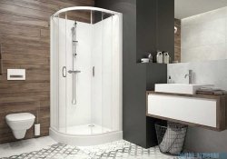 Sanplast Basic Complete KCKP4/BASIC+BPza kabina czterościenna kompletna półokrągła 90x90x202 cm przejrzysta 602-460-0930-01-4B0
