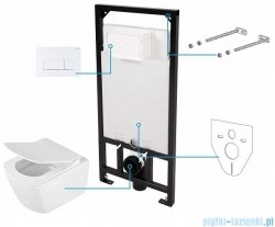Deante Anemon Zero bianco podtynkowy zestaw WC z miską + deską wolnoopadającą + przycisk biały mat CDZA6ZPW
