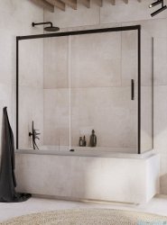 Radaway Idea Black Pn Dwj+S parawan nawannowy 180x70cm lewy czarny mat/szkło przejrzyste 10042180-54-01L/10005070-54-01R