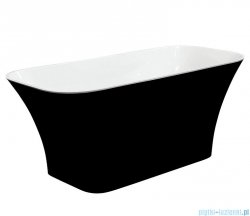 Besco Assos 160x70cm wanna biało-czarna wolnostojąca + syfon klik-klak chrom czyszczony od góry #WMD-160-AWC