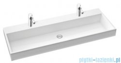 Marmorin Teo 1200 umywalka wpuszczana w blat 120x45 z otworem przelewowym i z 2 otworami na baterie biała 641120020212
