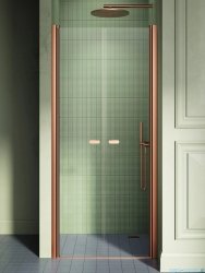 New Trendy New Soleo Copper Brushed 110x195 cm drzwi wnękowe dwuskrzydłowe miedź szczotkowana/szkło przejrzyste D-0497A