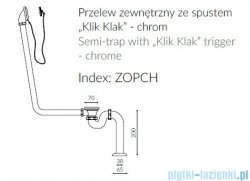 Marmorin syfon z przelewem do wanny FAMA „Klik Klak” chrom ZOPCH