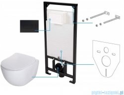 Deante Peonia Zero nero podtynkowy zestaw WC z miską + deską wolnoopadającą + przycisk czarny mat CDEN6ZPW
