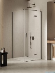 New Trendy Nesta Gunmetal Brushed kabina 90x90x200 cm prawa wspornik równoległy grafit szczotkowany/szkło przejrzyste K-4734