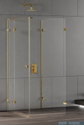 New Trendy Eventa Gold Shine kabina prysznicowa przyścienna z drzwiami bocznymi 100x80x200 cm przejrzyste prawa Złoty połysk EXK-4821