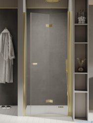 New Trendy New Soleo Light Gold drzwi wnękowe bifold 100x195 cm prawe złoty połysk/szkło przejrzyste D-0467A
