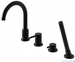 Kohlman Axel Black bateria wannowa 4-otworowa z obrotową wylewką czarny mat QB244AB