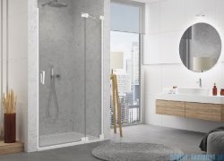 SanSwiss Cadura White Line drzwi wahadłowe 90cm jednoczęściowe prawe z polem stałym biały mat CA13D0900907