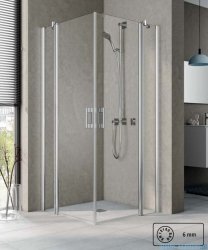 Kermi Pega wejście narożne, jedna połowa z polem stałym, lewa 110 cm, szkło przezroczyste PEEPL11020VPK
