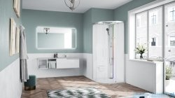 Novellini Glax 1 2.0 kabina z sauną parową 90x90 srebrna  G21R99M5-1BB