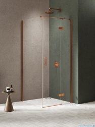 New Trendy Nesta Copper Brushed kabina 80x80x200 cm prawa wspornik równoległy miedź szczotkowana/szkło przejrzyste K-4621