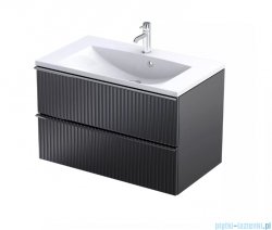 Oristo Etna szafka podumywalkowa wisząca Ryflowana 80x50x45 czarny mat OR52-SD2S-80-8R