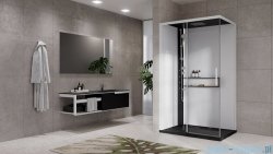 Novellini Glax 2 2.0 kabina z hydromasażem 120x80 lewa czarna G222P120ST1-1HU