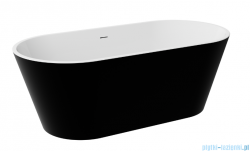Besco Deeva B&W 150x75 cm wanna wolnostojąca Czarno Biała +  syfon czarny matt #WWA-150-DBB