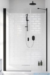 Radaway Nes 8 Black Dws I drzwi wnękowe 140cm lewe czarny mat/szkło przejrzyste 10078120-54-01L/10078113-01-01
