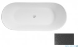 Besco Moya 160x68cm wanna wolnostojąca Glam Grafitowa konglomeratowa + syfon klik-klak chrom #WMD-160-MG