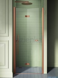 New Trendy New Soleo Copper Brushed drzwi wnękowe bifold 80x195 cm lewe miedź szczotkowana/szkło przejrzyste D-0501A