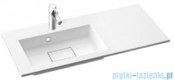 Marmorin Lira 900 umywalka wpuszczana w blat 90x39 z przelewem i bez otworu na baterie lewa biała 640090720210