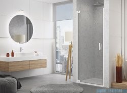 SanSwiss Cadura White Line drzwi wahadłowe 75cm jednoczęściowe lewe z profilem przyściennym biały mat CA1CG0750907