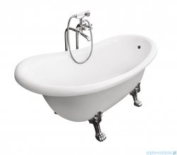 Besco Otylia Glam srebrna 160x77 wanna wolnostojąca Retro + nogi białe #WKO-160-GSW