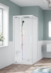 Novellini Glax 1 2.0 kabina z sauna parową 90x90 lewa biała G21GF90ST5-1UU