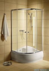 Radaway Classic A Kabina prysznicowa półokrągła z drzwiami przesuwnymi 90x90x170 szkło satinato profile białe 30001-04-02
