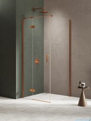 New Trendy Nesta Copper Brushed kabina 90x100x200 cm lewa wspornik równoległy miedź szczotkowana/szkło przejrzyste K-4599