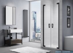 SanSwiss Cadura Black Line drzwi wahadłowe 75cm dwuczęściowe profile czarny mat CA2C0750607