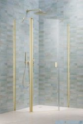 Radaway Nes Brushed Light Gold Ptj kabina pięciokątna 90x90cm lewa szczotkowane jasne złoto 10052000-98-01L/10052900-98-01