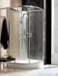 Radaway Quattra Kabina półokrągła 925×925 szkło przejrzyste, grafitowe + brodzik + panel 33003-01-01N,33103-01-05N
