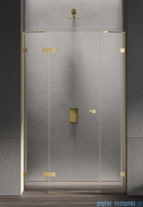 New Trendy Eventa Gold Shine drzwi wnękowe pojedyncze z dodatkową ścianką 170x200 cm przejrzyste lewe Złoty połysk EXK-4687