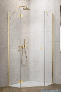 Radaway Essenza 8 Gold Ptj kabina pięciokątna 90x90cm lewa złoty połysk/szkło przejrzyste 10490000-09-01L/10490200-01-01