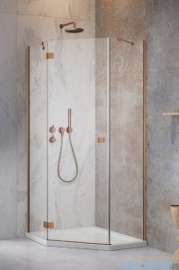 Radaway Essenza 8 Brushed Copper Ptj kabina pięciokątna 80x100cm lewa szczotkowana miedź 10490000-93-01L/10490500-01-01