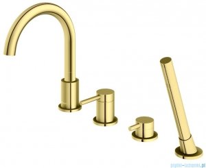 Kohlman Axel Gold bateria wannowa 4-otworowa z obrotową wylewką złoty połysk QB244AGD