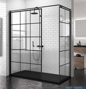 Novellini Kuadra H kabina walk-in kwadraty 140x80cm czarna KUADH80-81H/KUADH80-81H/KUADHSF-H