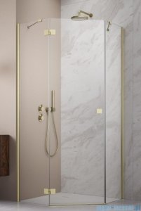 Radaway Essenza Ptj Brushed Gold kabina pięciokątna 80x80cm lewa szkło przejrzyste 1385010-99-01L/1385049-01-01