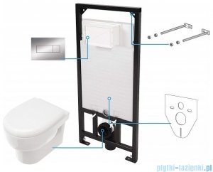 Deante Avis podtynkowy zestaw WC z miską + deską wolnoopadającą + przycisk chrom CDAS6ZPW