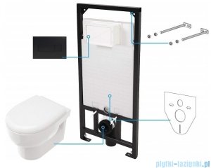 Deante Avis nero podtynkowy zestaw WC z miską + deską wolnoopadającą + przycisk czarny mat CDAN6ZPW