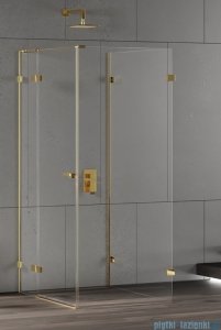 New Trendy Eventa Gold Shine kabina prysznicowa przyścienna z drzwiami bocznymi 90x100x200 cm przejrzyste lewe Złoty połysk EXK-4830