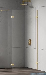 New Trendy Eventa Gold Shine kabina walk-in 100x200 cm jednoelementowa z dodatkową ścianką przejrzyste Złoty połysk EXK-4853