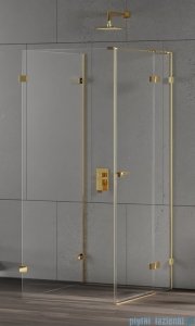 New Trendy Eventa Gold Shine kabina prysznicowa przyścienna z drzwiami bocznymi 80x80x200 cm przejrzyste prawa Złoty połysk EXK-4817