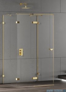 New Trendy Eventa Gold Shine kabina prysznicowa przyścienna 90x100x200 przejrzyste Lewa Złoty połysk EXK-4802