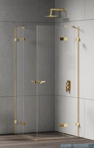 New Trendy Eventa Gold Shine kabina prysznicowa kwadratowa 90x90x200 cm przejrzyste Złoty połysk EXK-4755