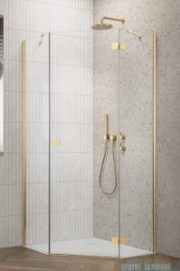Radaway Essenza 8 Gold Ptj kabina pięciokątna 80x80cm prawa złoty połysk/szkło przejrzyste 10490000-09-01R/10490100-01-01