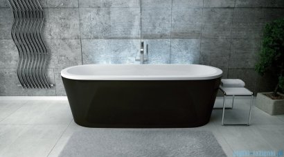 Besco Victoria wanna 185x83cm wolnostojąca biało-czarna klik-klak bez przelewu #WKV-185WO-BC 