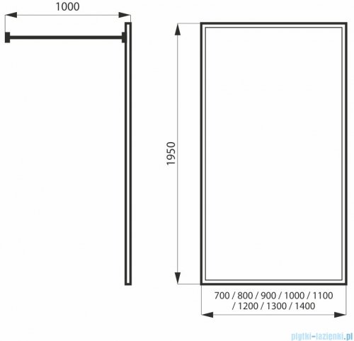 Massi Walk in Black 100x195cm kabina Walk In przejrzyste MSKP-FA1020-100-BL